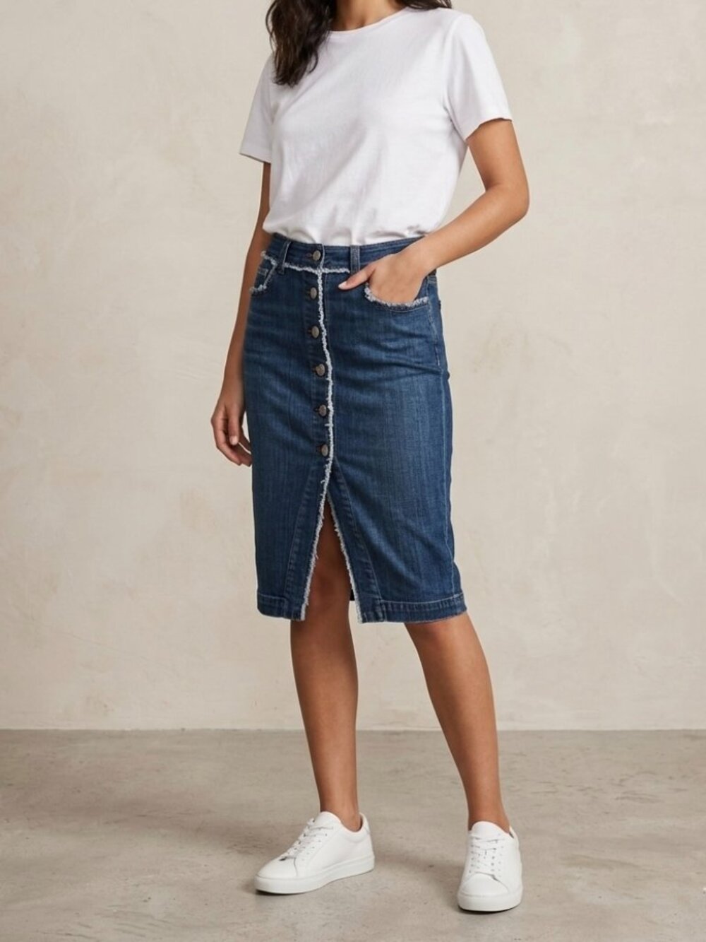 7 For All Mankind Women Denim Pencil Skirt Cotton Size 26 Edgy Y2K Streetwear